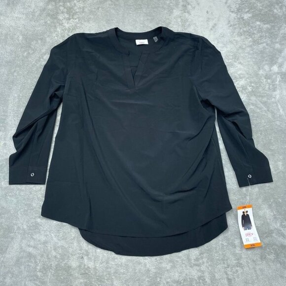 iRev Black Long Sleeve Blouse XXL 4-Way Stretch Easy Care d0941 - Picture 3 of 9